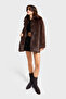 Women's Brown W5-16 Special Fabric Faux Fur Coat Coat - 4