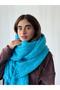 Large Size Soft Knitted Scarf Women's Sea Blue - 3