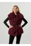 Women's fur vest women's belted fur vest