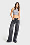 Women's Dark Smoke Color 4w5-13 Low-Rise Straight Fit 100% Cotton Denim Jean - 2