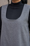 Anthracite Color Square Neck Short Cashmere Jile Dress - 5