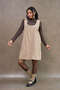 Beige Square Neck Short Cashmere Jile Dress - 4