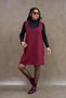 Burgundy Color Square Neck Short Cashmere Jile Dress - 8