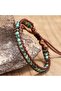 Bohemian Style Natural Stone Handmade Leather Bracelet Green Jasper Beads Adjustable Unisex - 4