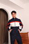 Men's Navy Blue Special Series Red and White Striped Detail Tracksuit Set - 4