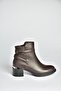 V555258003 Brown Genuine Leather Thick Heeled Women's Boots - 4