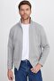 Unisex Relax Fit Comfortable Cut Cotton 3 Thread Fleece Inside Zippered Pocket Gray Sweatshirt Cardigan