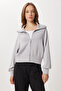 Mock Neck Zippered Modal Sweatshirt Lub0308 Stone Gray - 3
