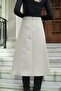 Women's High Waist Below Knee Light Stretch Fabric Fabric A-Line Skirt-Light Mink - 5