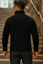 Men's Zippered Trendy Winter Black Fleece Cardigan with Pockets - 5