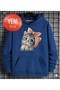 Unisex Oversized Women'S/Men's Hooded Sweatshirt with Cat Print