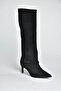 V820143202 Black Suede Thin Heeled Classic Women's Boots - 6
