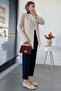 Slim Fit Women's Blazer Jacket with Side Seam Detail – Stone - 8