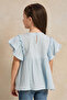 Girls Blue Embroidered Top - 3