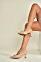 V250521108 Patent Leather Thick Heeled Pointed Toe Women's Shoes - 3