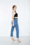 Women's Blue Wide Size High Waist Mom Stretch Fabric Pants - 5