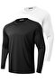 2-Pack Men's 100% Cotton Stretch Fabric Sports Running Casual Training Long Sleeve Combed Cotton T-Shirt