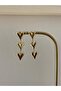 Three Hearts Model Tarnish-Free Gold Steel Earrings with Pendant