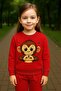 Crew Neck Long Sleeve - Heart Monkey Patterned Sh Fleece-Lined Sweatshirt3-4-5-6-7-8-9-10-11-12 Age