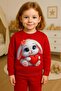 Sleeveless Heart Holding Rabbit Patterned Sh Fleece-Lined Set Sweatshirt-3-4-5-6-7-8-9-10-11-12 Age