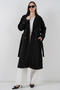 Women's Belted Cashmere Coat 9161 - Black - 2