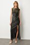 Shiny Fabric Maxi Length Evening Dress 25Yekl05092
