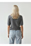 Women's Short Sleeve Crew Neck Knitwear Sweater - 3