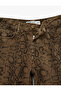Snake Patterned Buttoned Regular Waist Wide Leg Trousers - Wide Leg Jeans - 6
