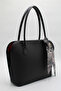 Women's Black Large Size Scarf Detailed Zippered Hand, Arm and Shoulder Bag - 3
