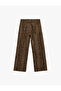 Snake Patterned Buttoned Regular Waist Wide Leg Trousers - Wide Leg Jeans - 5