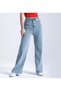 Bt11861984 Women's 90's Wide Leg Blue Snow Wash High Waist Comfort Stretch Fabric Denim Pants Jeans - 3