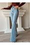 Bt13015594 Casual Acid Snow Wash Super High Waist Wide Leg Comfort Stretch Fabric Jeans