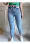 Bt13949602 Women Boyfrend Blue Snow Wash High Waist Stretch Fabric Mom Jeans Denim Pants