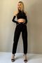 Bt16078630 Women's High Waist Non-Fading Black Stretch Fabric Mom Jeans Boyfriend Pants - 3