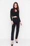 Bt15957241 Black High Waist Stretch Fabric Mom Jeans Pants - 4