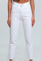 Bt14381587 Women's High Waist White Comfort Stretch Fabric Boyfrend Mom Jeans Pants - 3