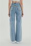 Felix Casual Light Blue Acid Snow Wash Super High Waist Wide Leg Comfort Lycra Palazzo Jeans - 5