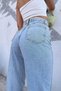 Bt15900178 Women's High Waist Blue Snow Wash Wide Leg Stretch Fabric Jeans Pants - 2
