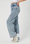 Bt14200663 Women's High Waist Blue Snow Wash 90's Wide Leg Stretch Fabric Jeans Pants - 4