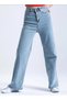 Bt11861984 Women's 90's Wide Leg Blue Snow Wash High Waist Comfort Stretch Fabric Denim Pants Jeans - 5