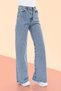 Bt15729839 Snow Wash Blue Jeans High Waist Stretch Fabric Wide Leg Jeans Pants - 3