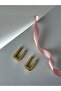 Gold Rectangular Cube Clip-On Non-Tarnish Steel Earrings - 6