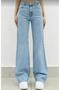 Bt16904145 Jeans Blue Women's High Waist Stretch Fabric Wide Leg Wide Leg Pants - 2