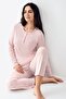 Long Sleeve Pink Button down Women's Pajama Set Th0Cl86Pc - 2