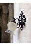 Flower Arm Wall Light Black Static Painted Matte Salmon Glass