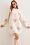 Women's Ecru Heart Detailed Soft Knit Tunic Dress Elb-19002565
