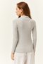 Women's Gray Button Detailed Half Fisherman Fleece-Lined Stretchy Blouse Blz-19003155 - 2