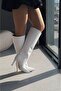 Oslanna White Matte Leather Casual Women's Boots - 3
