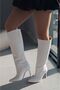 Oslanna White Matte Leather Casual Women's Boots - 4