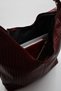 Women's Burgundy Oversized Casual Knitted Textured Large Interior Volume Shopper Hand, Arm and Shoulder Bag - 4